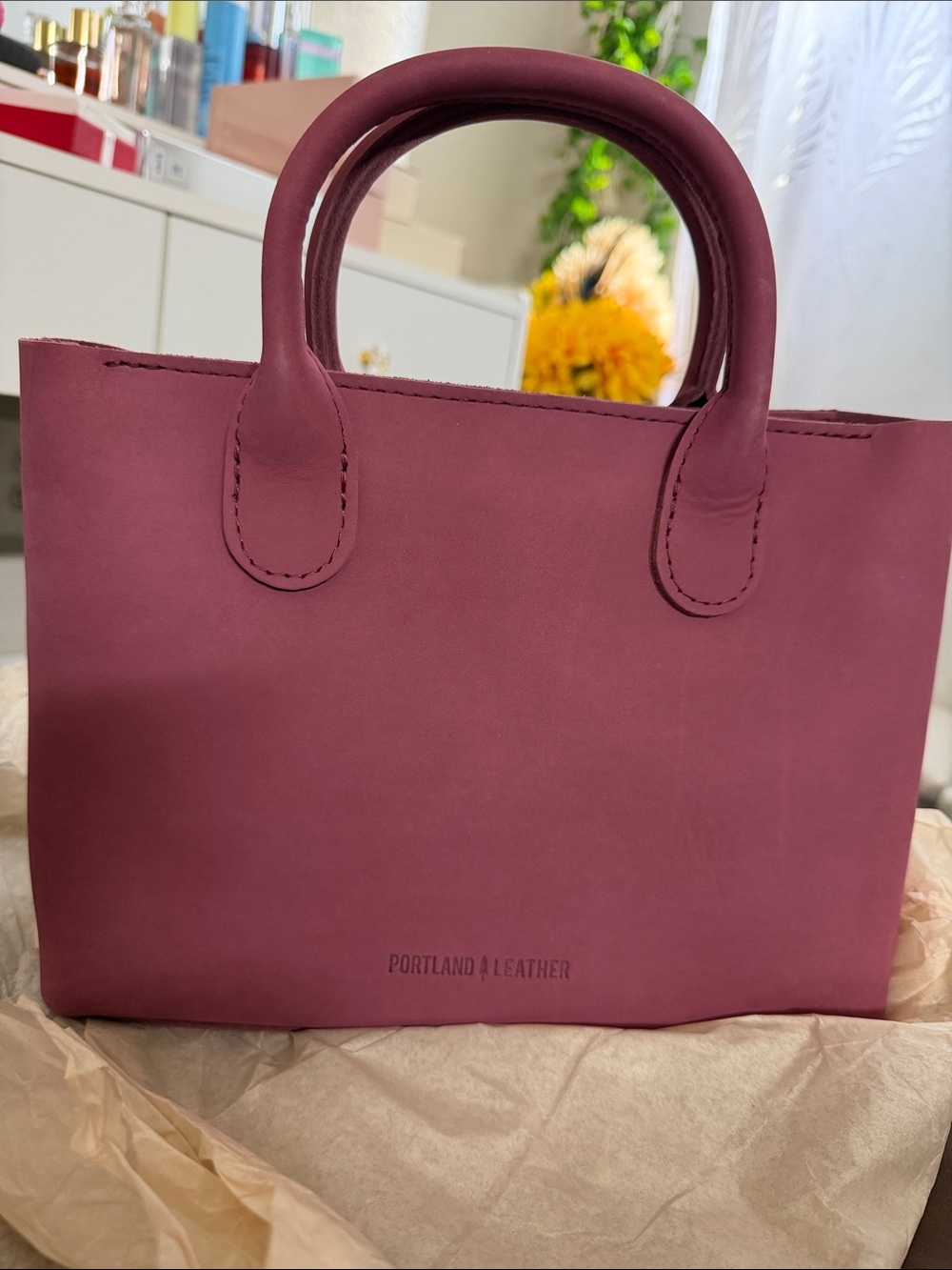 Portland Leather Mauve Satchel Tote